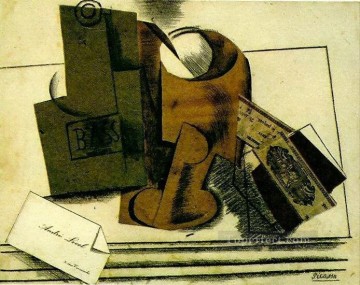  Cart Art - Bouteille de Bass verre paquet de tabac carte de visite 1913 Cubist